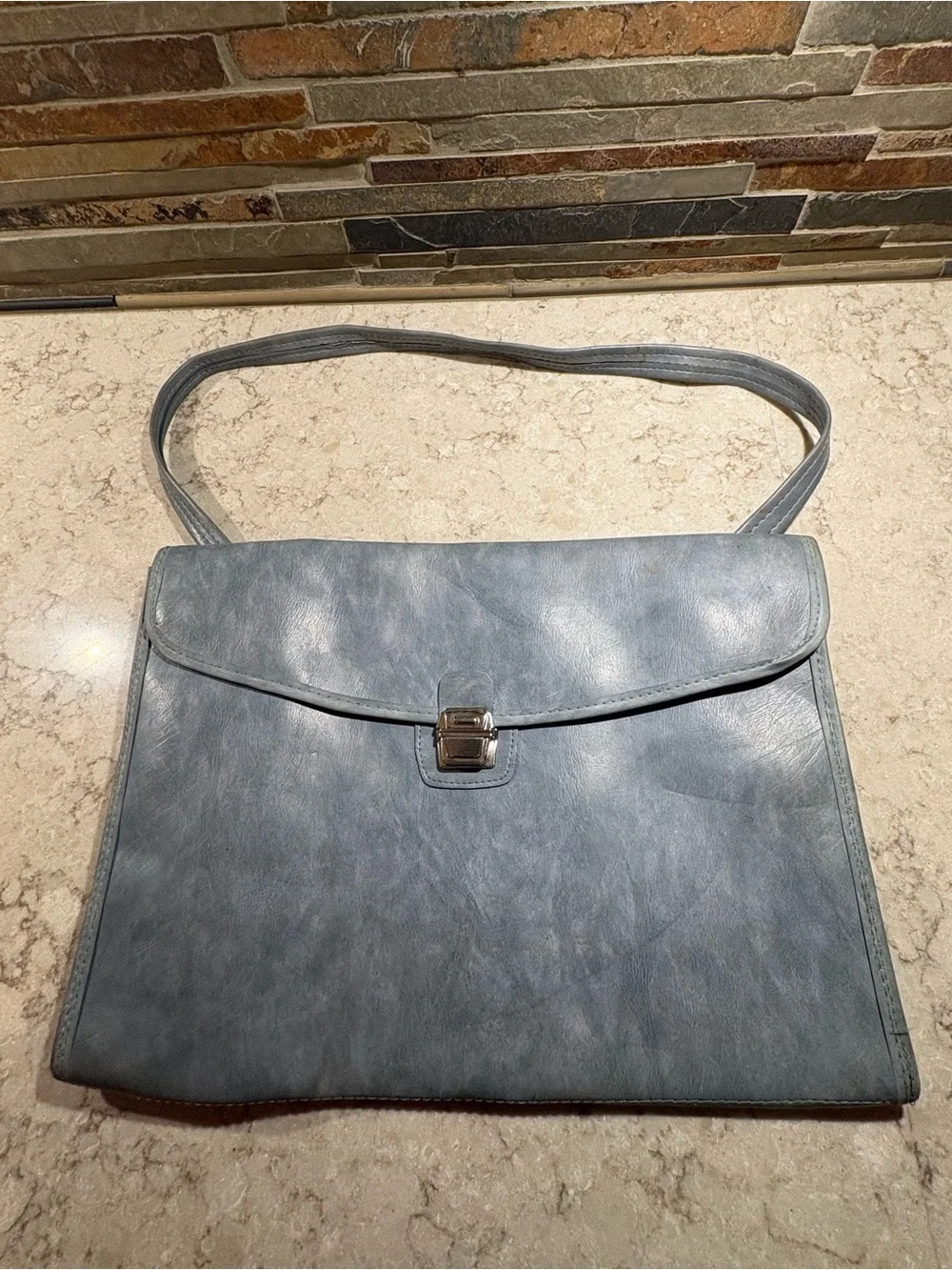 Blue Leather Shoulder Bag - Classic Men's Messenger